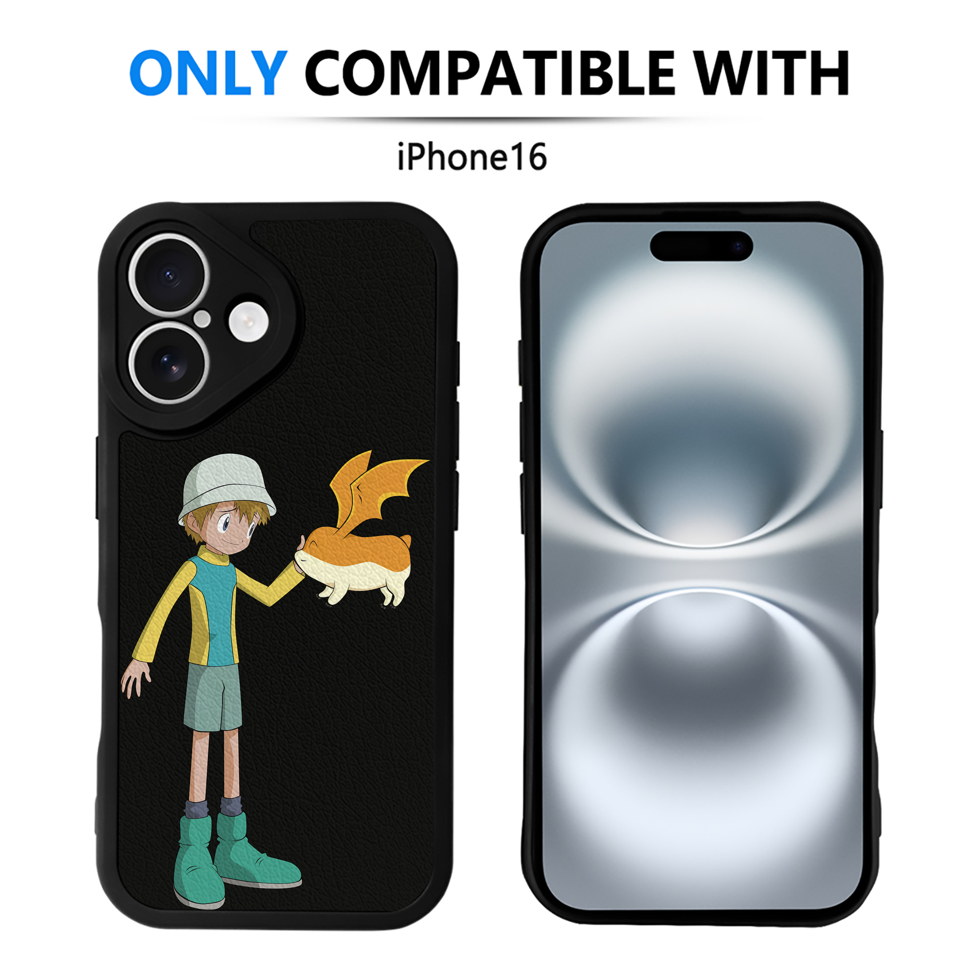 （画像用） Digimon デジタルモンスター/デジモン 【iPhone 16シリーズ対応】シリコンスマホケース（レザー調） 材質：シリコン